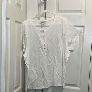 Nine West  jeans White Short Sleeve Polo T-shirt Relaxed Fit size XXL